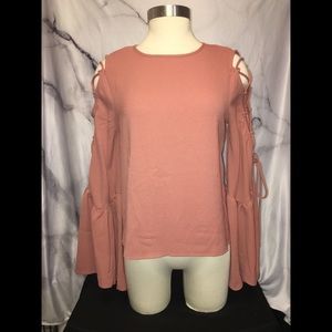 WAYF Coral Cedar Lace Up Sleeve Top